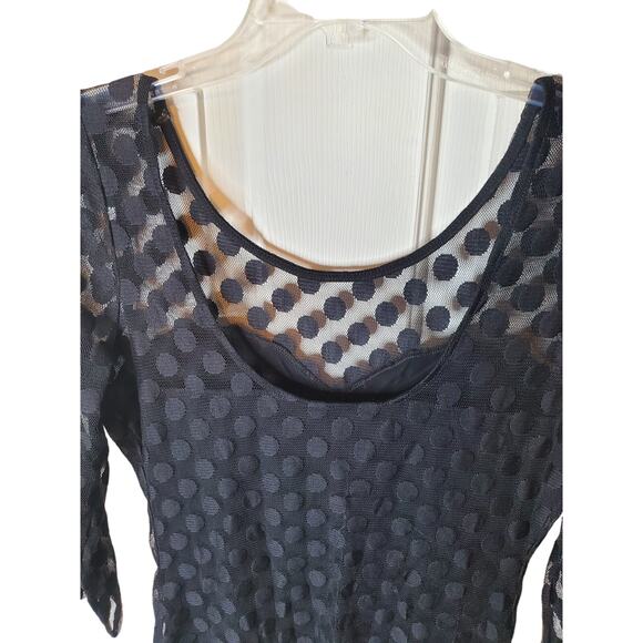 Guess Sheer Black Polka Dot Blouse, Large - Picture 4 of 6